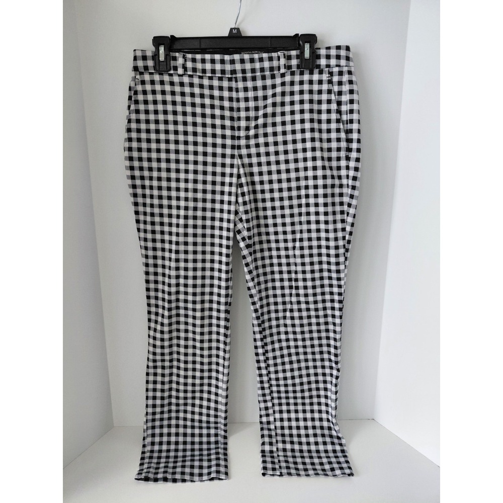 Banana Republic Women's Ryan Fit Dress Pants 6P Black White Checkered Gingham